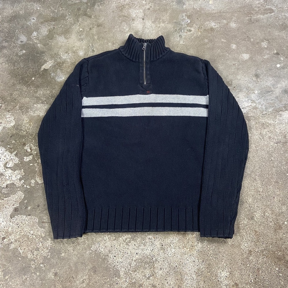 Vintage 90s Polo Jeans Co Ralph Lauren 1/4 Zip Size XL Black Knit Pullover RL